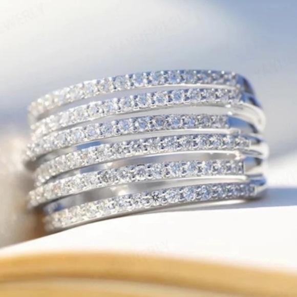 NEW 6.4 CT 925 STERLING SILVER DIAMOND RING - Picture 2 of 7